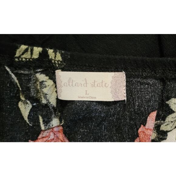 Altard State Blouse Black with Roses Size L - Picture 3 of 5